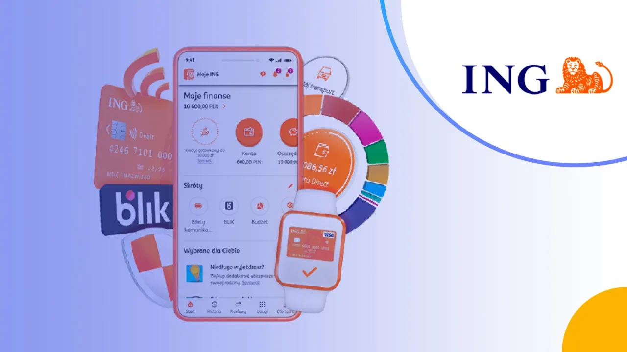 Aplikacja Moje ING zamawianie karty ekran główny