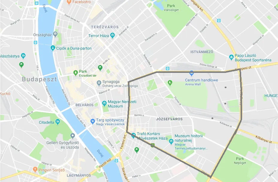 Mapa Budapesztu dzielnice bezpieczne niebezpieczne