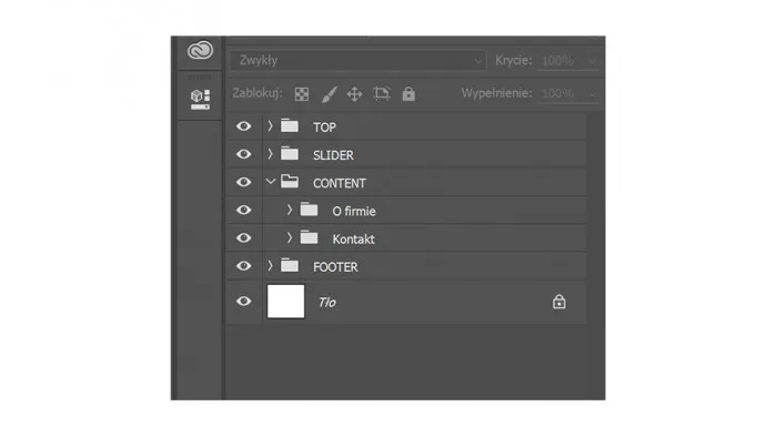 Interfejs Photoshopa z widocznymi warstwami