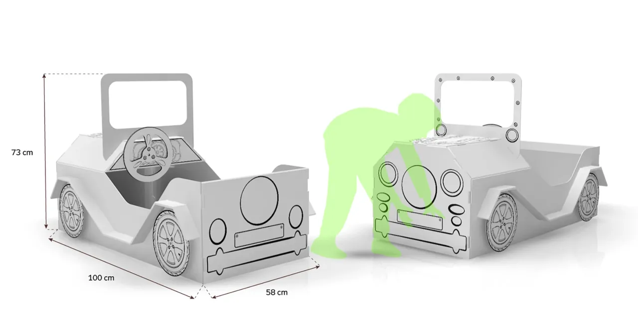 Pomysły na dekorację samochodu z kartonu, personalizacja kartonowego auta