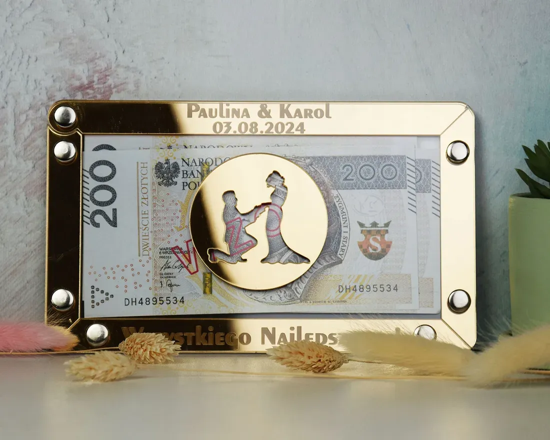 elegancka koperta z pieniędzmi na prezent ślubny
