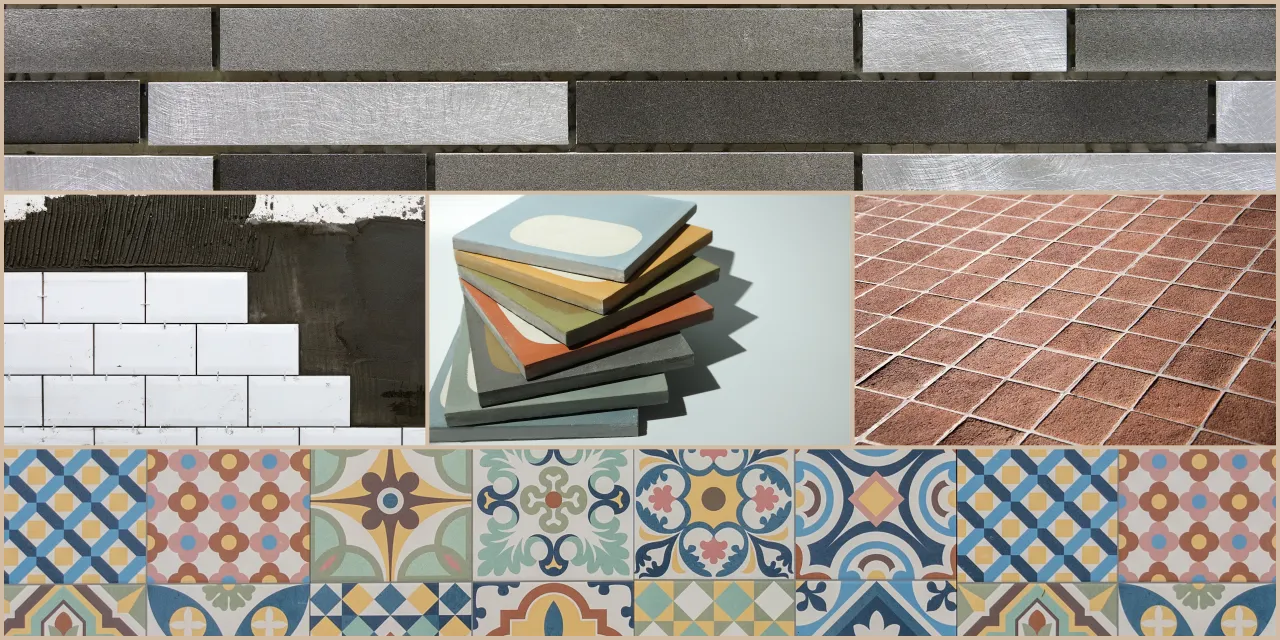 R&oacute;żne rodzaje płytek ceramicznych i kamiennych