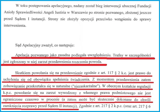 zarzut przedawnienia pismo sądowe