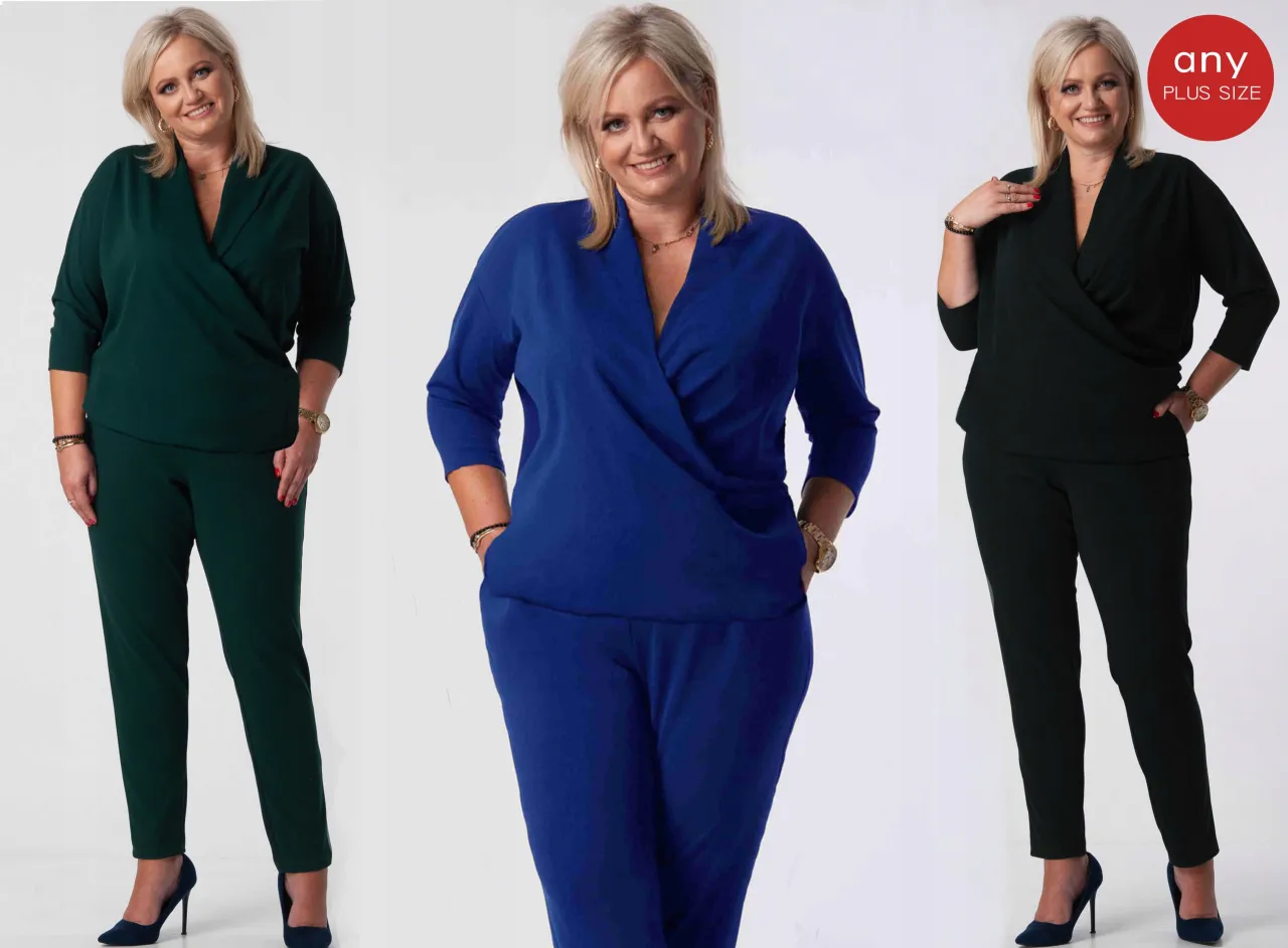 Kombinezony plus size materiały i kolory