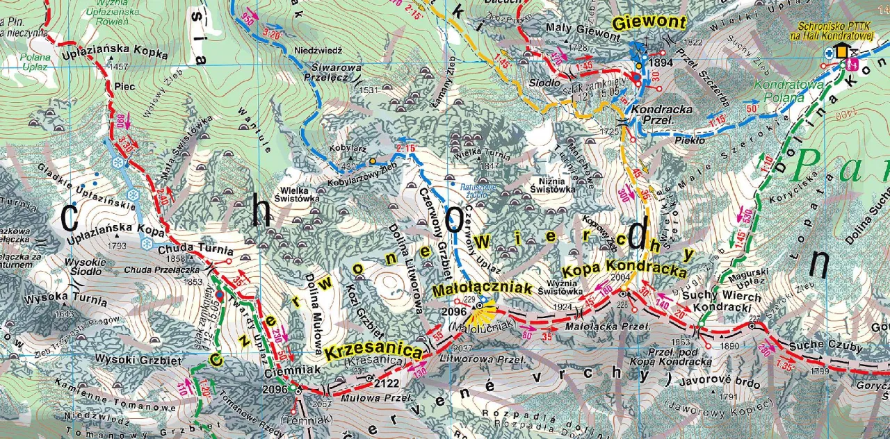 mapa dojazdu Białka Tatrzańska Czerwone Wierchy Tatry