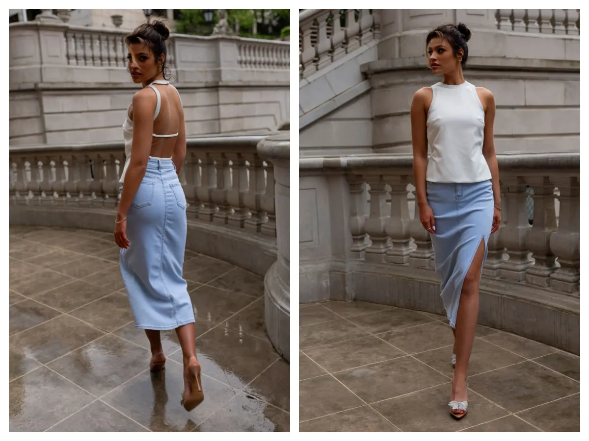 Modne fasony spódnic jeansowych mini midi maxi