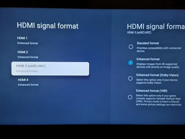 ustawienia telewizora tryb gry hdmi ulepszony