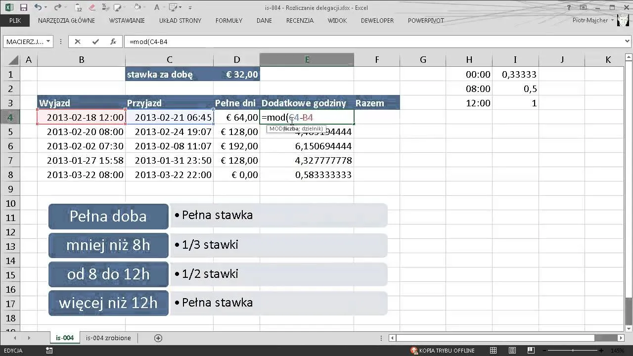 kalkulator rozliczenie delegacji krajowej