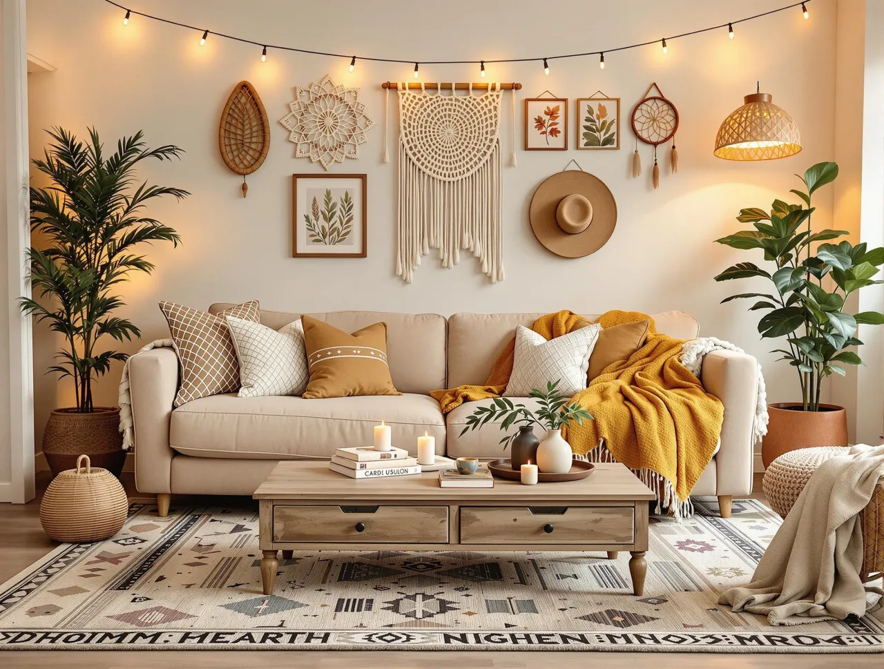 Salon boho budżetowo inspiracje