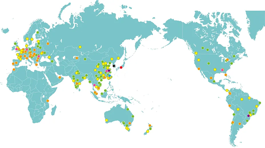 Mapa fabryk Makita na świecie