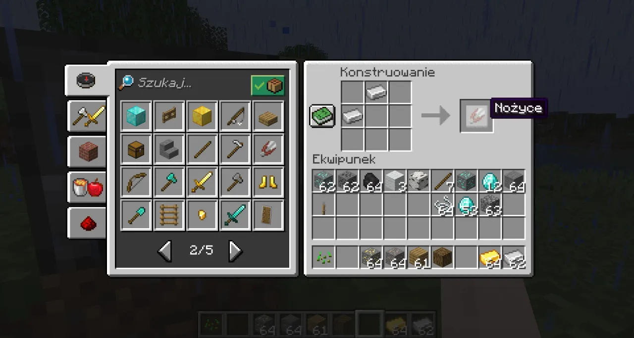 Minecraft nożyce crafting przepis