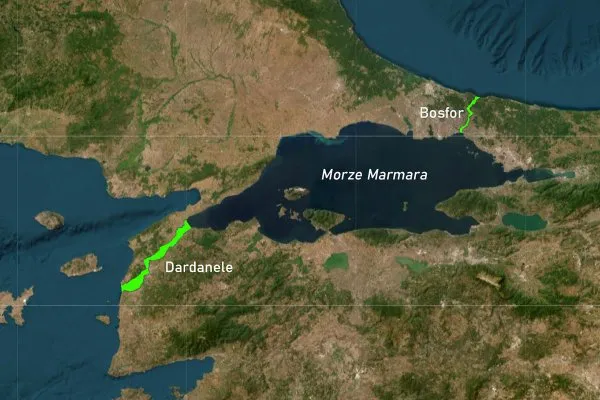 Mapa Morza Marmara i cieśnin tureckich