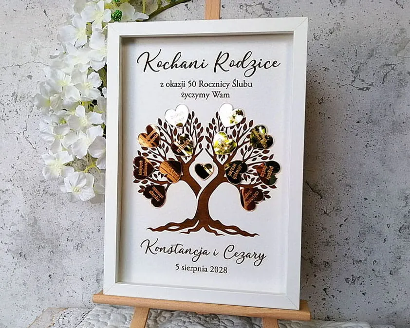 elegancki prezent na 50 rocznicę ślubu dla rodziców