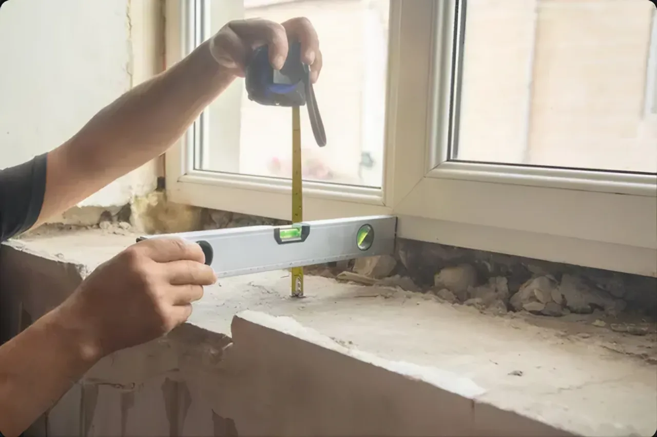 Precyzyjne pomiary to klucz do tego, jak zmierzyć parapet wewnętrzny. Poziomica i miarka pomagają w pracach remontowych.