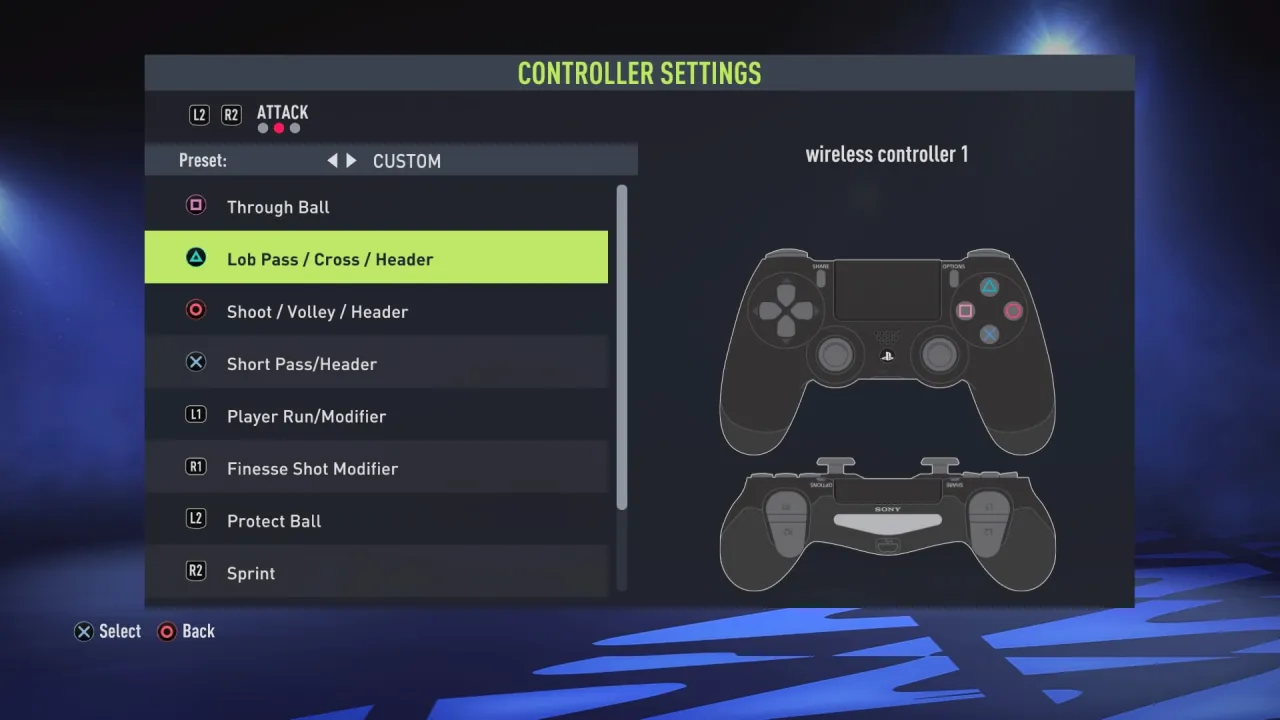 FIFA 22 controller layout PS4 Xbox