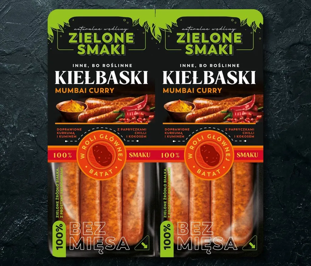 por&oacute;wnanie opakowań wegetariańskich kiełbas r&oacute;żnych marek