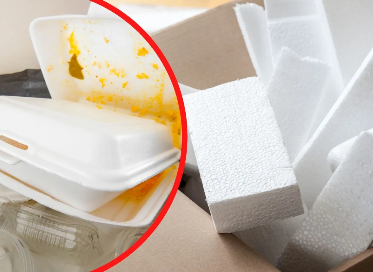 czysty i brudny styropian opakowaniowy