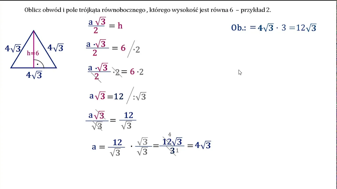 tr&oacute;jkąt r&oacute;wnoboczny wz&oacute;r na obw&oacute;d