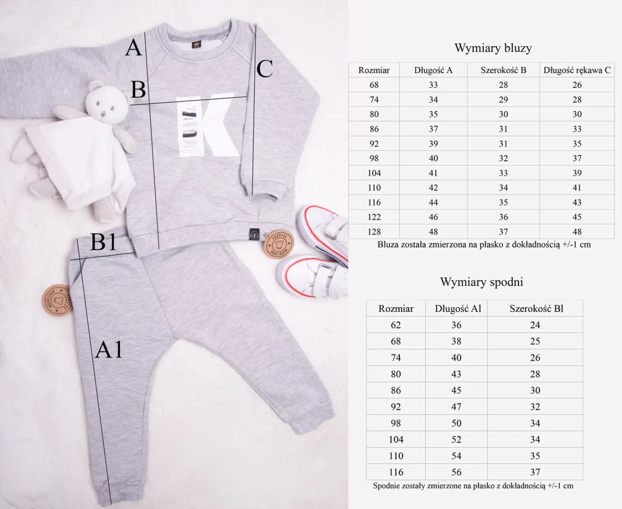 Tabela rozmiar&oacute;w ubrań dla 5-latka