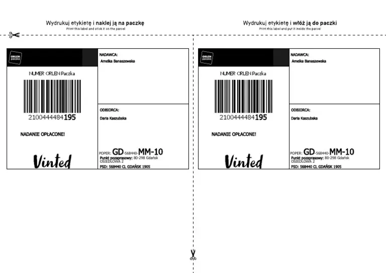 Vinted Orlen Paczka nadawanie paczki instrukcja
