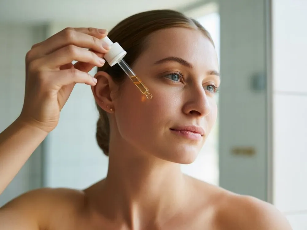 aplikacja serum witaminowego na twarz