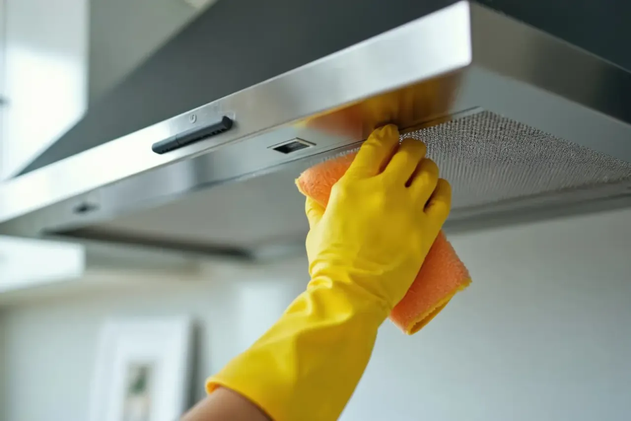 Czyszczenie okapu ze stali nierdzewnej przed i po