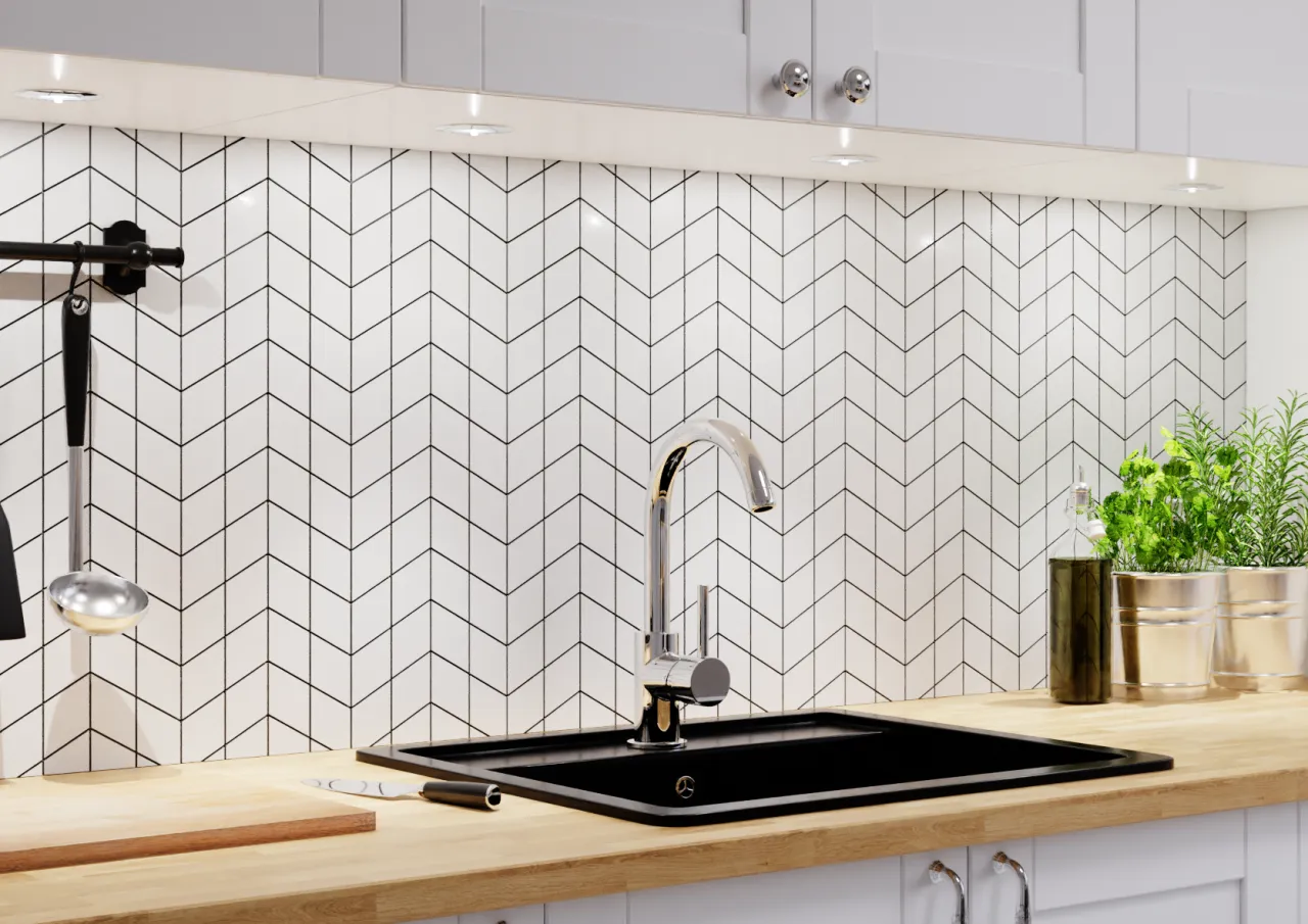 Przykłady układania płytek: prosto, karo, jodełka, cegiełka