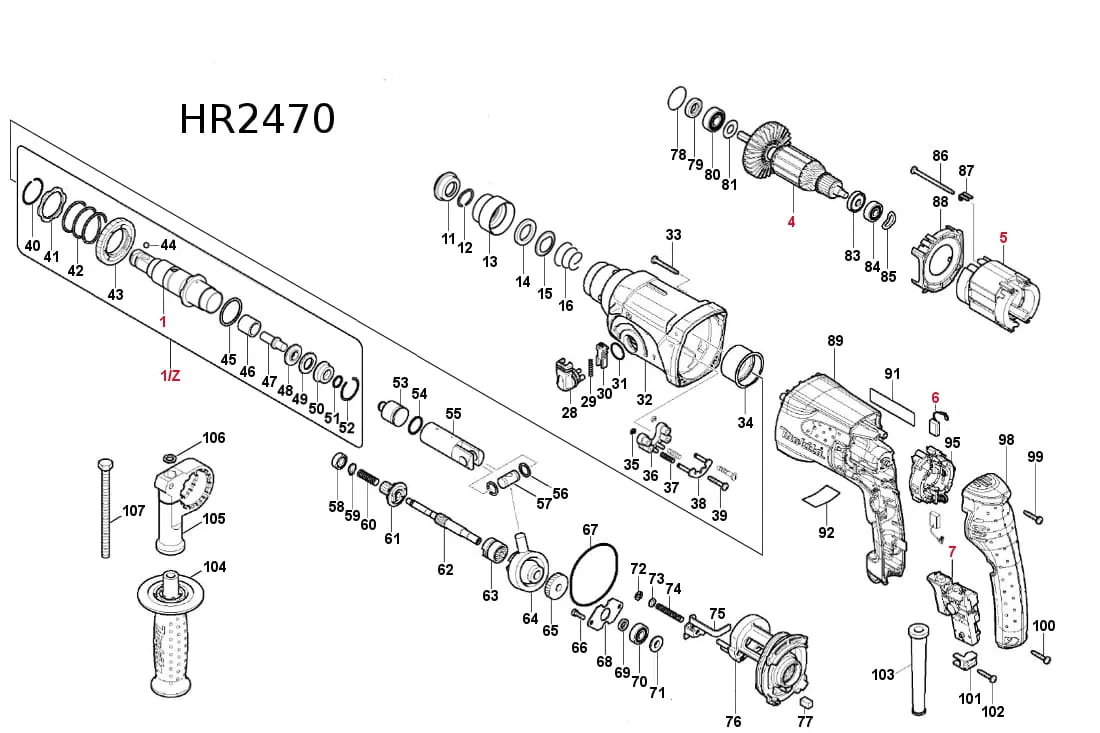 schemat budowy wiertarki makita hr2470