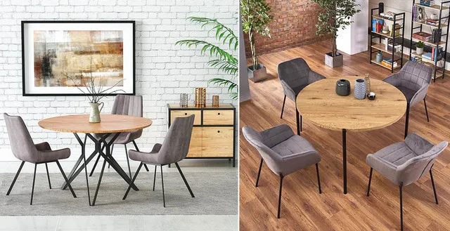 st&oacute;ł okrągły i prostokątny w małym salonie por&oacute;wnanie