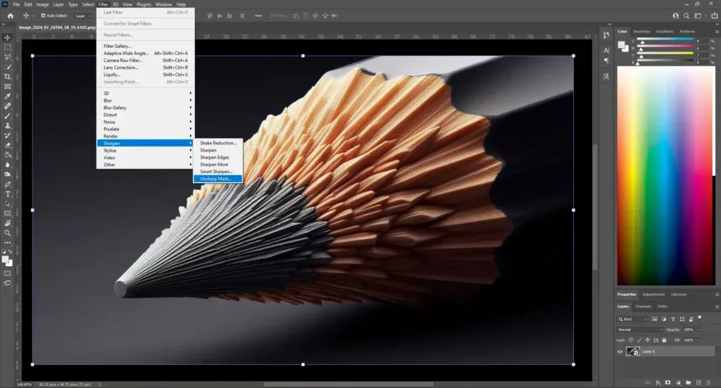 Photoshop Unsharp Mask dialog box