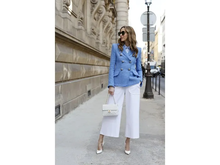 białe szerokie spodnie stylizacje do biura