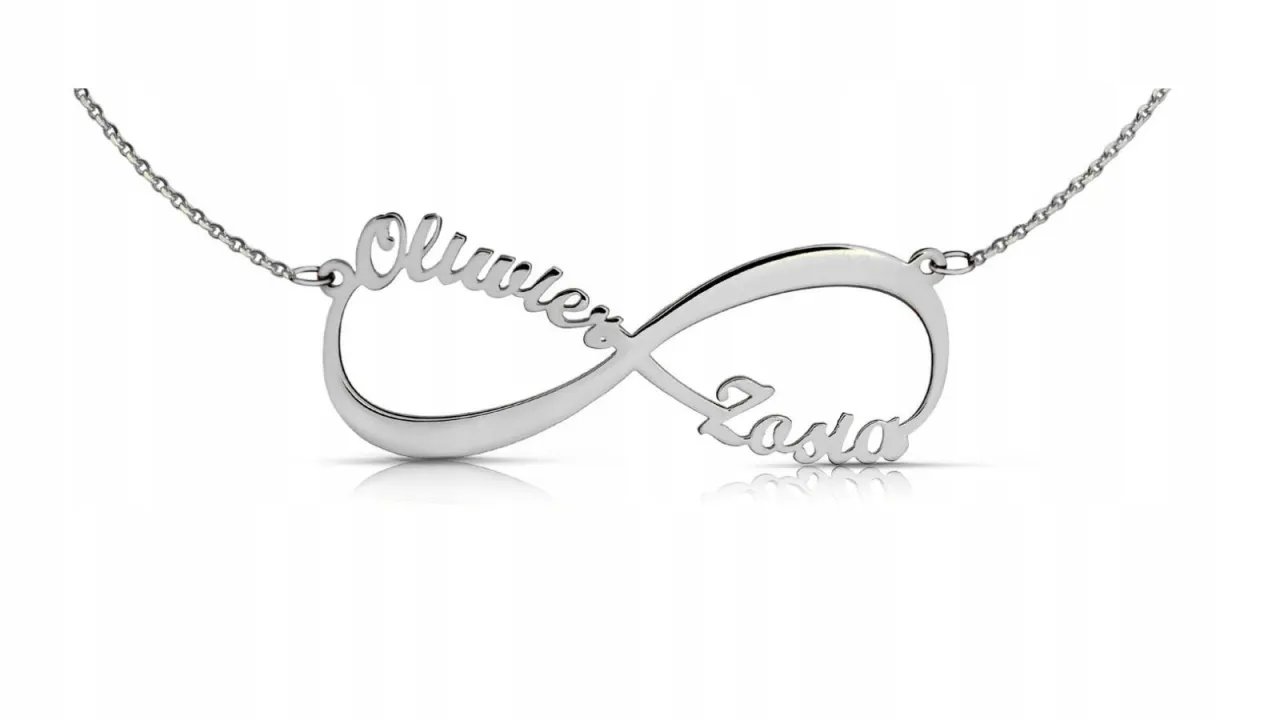 Biżuteria nieskończoność z sercem imiona