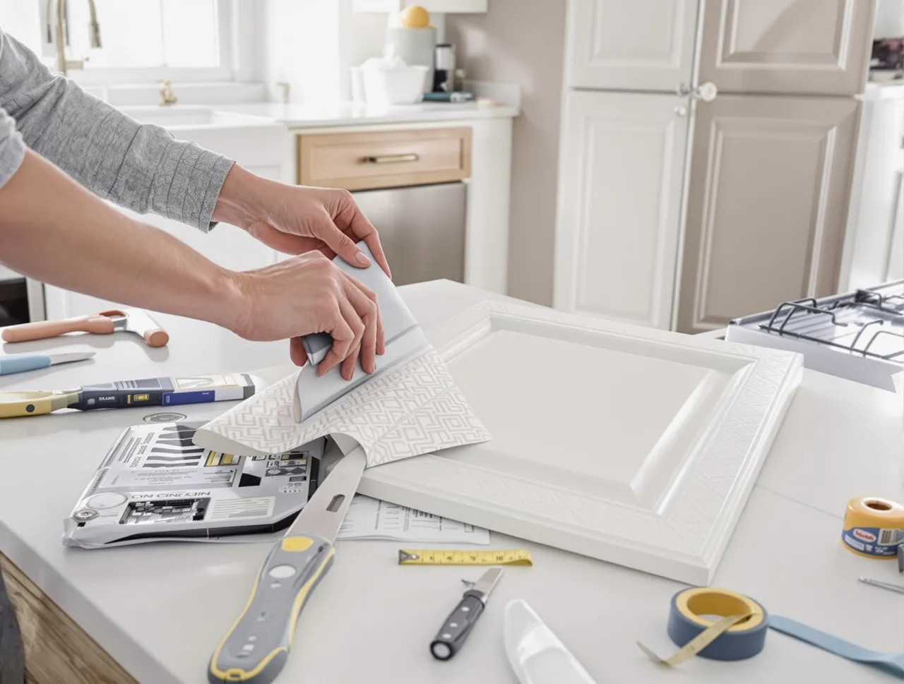 oklejanie szafek kuchennych folią winylową
