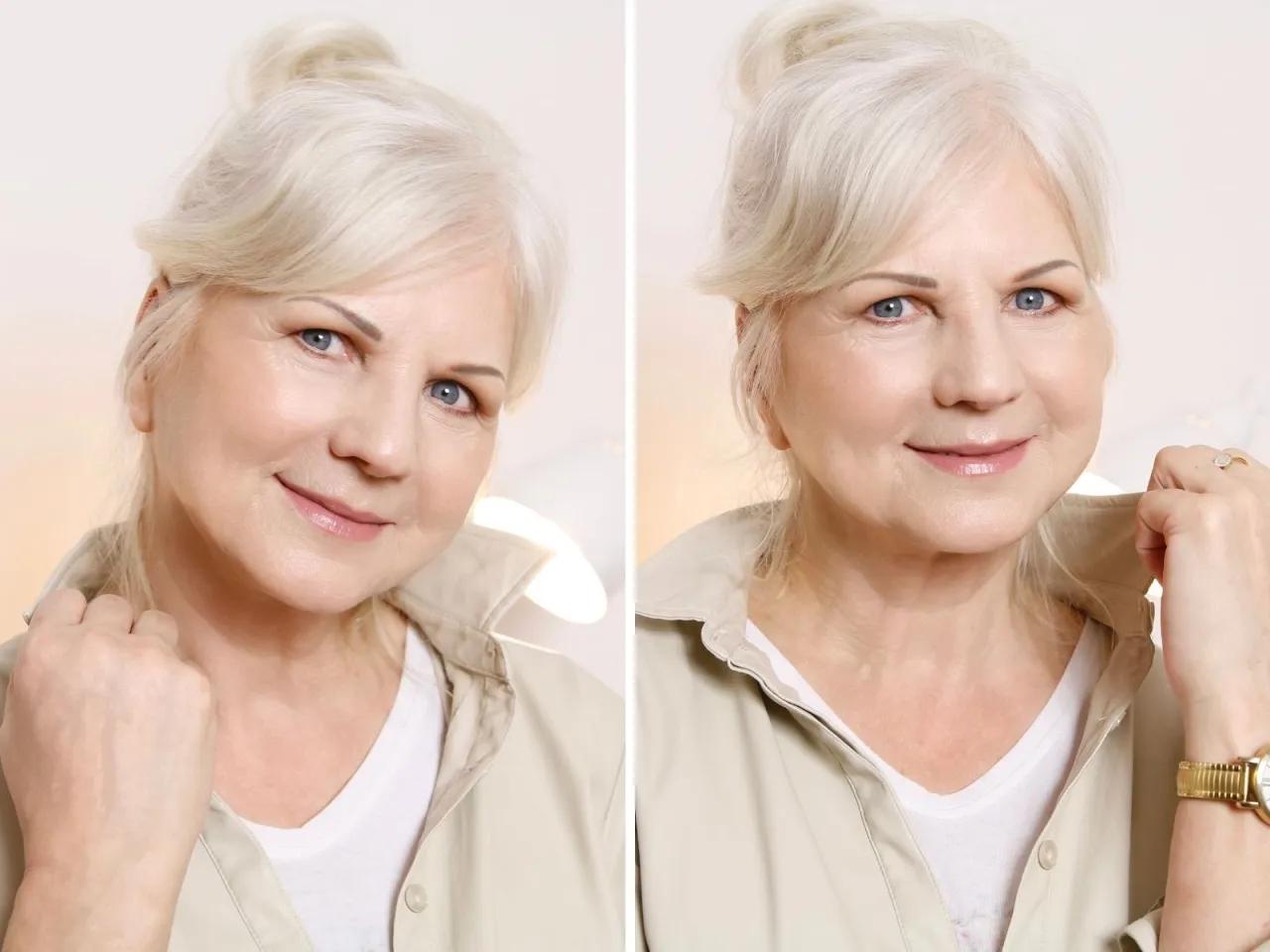 Kobieta z makijażem i zdrową cerą