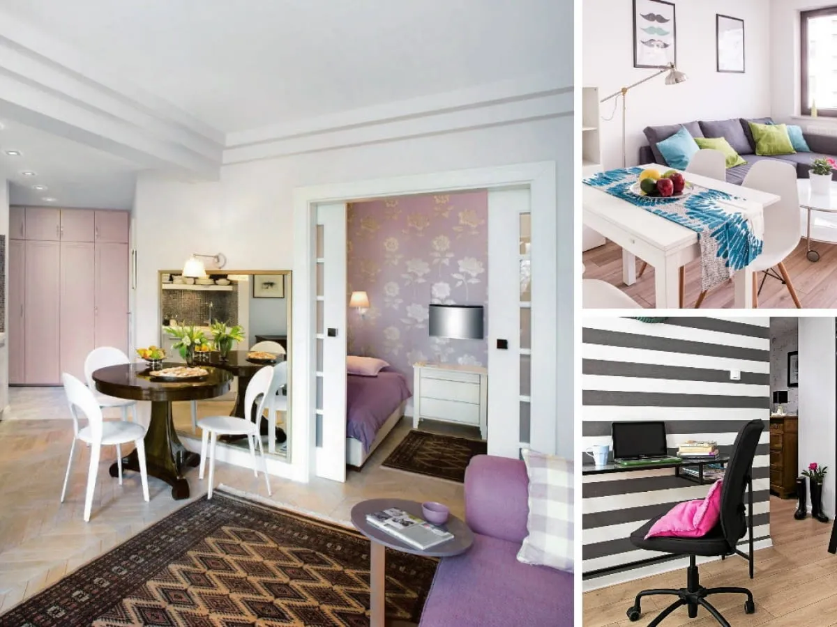 sp&oacute;jna aranżacja salonu z sypialnią