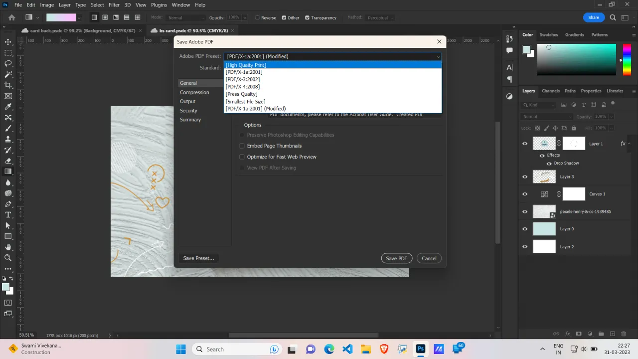 Adobe Photoshop eksport pdf ustawienia spad&oacute;w