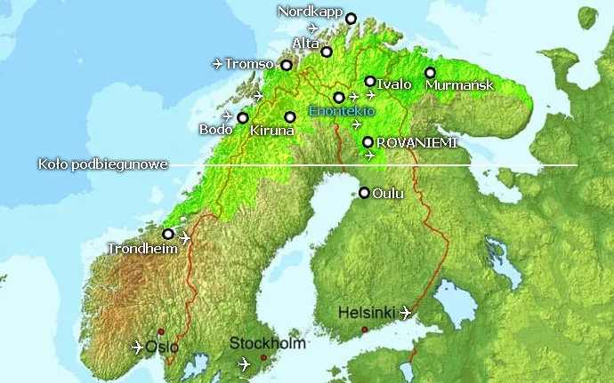Lotniska w Laponii na mapie