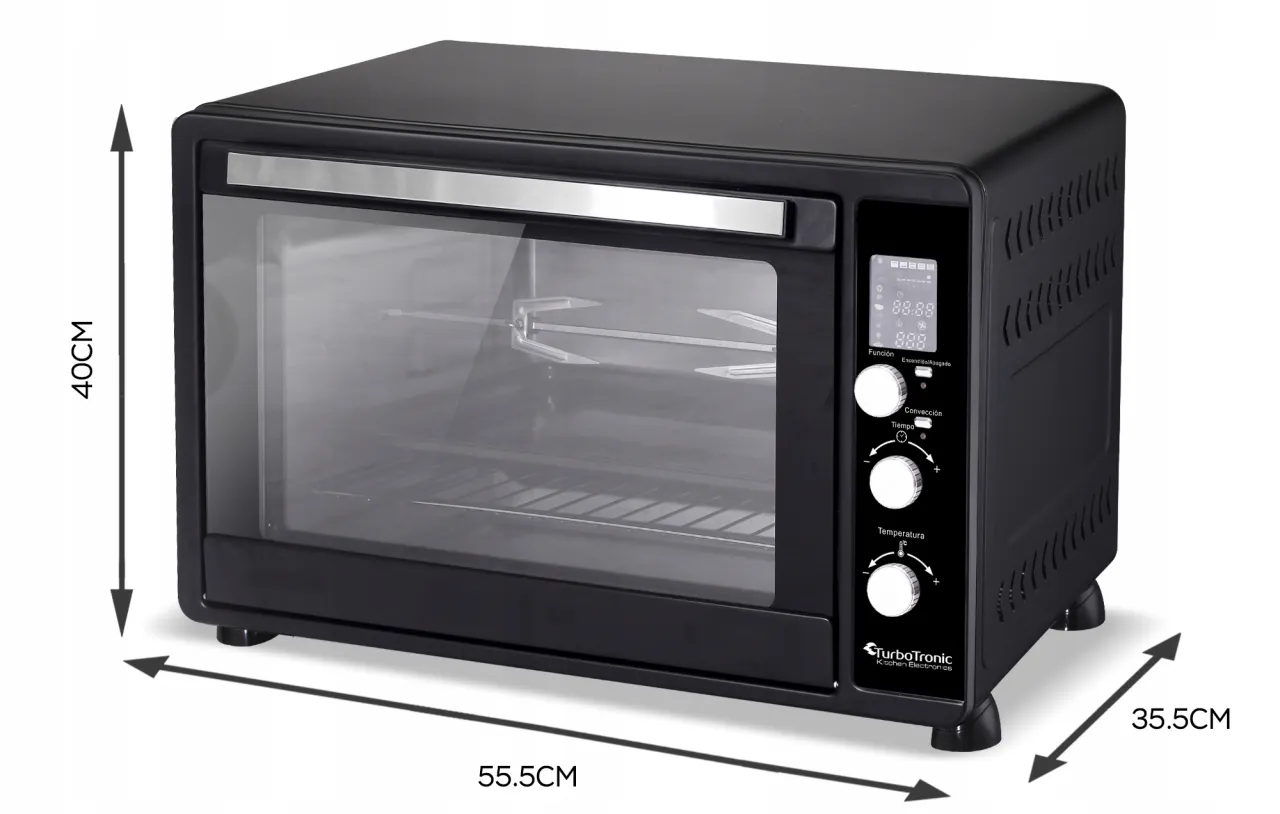 Piekarnik elektryczny z wyświetlaczem i potrawą w środku