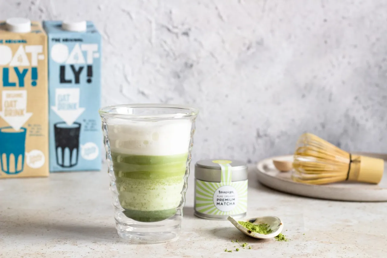 Matcha powder and whisk