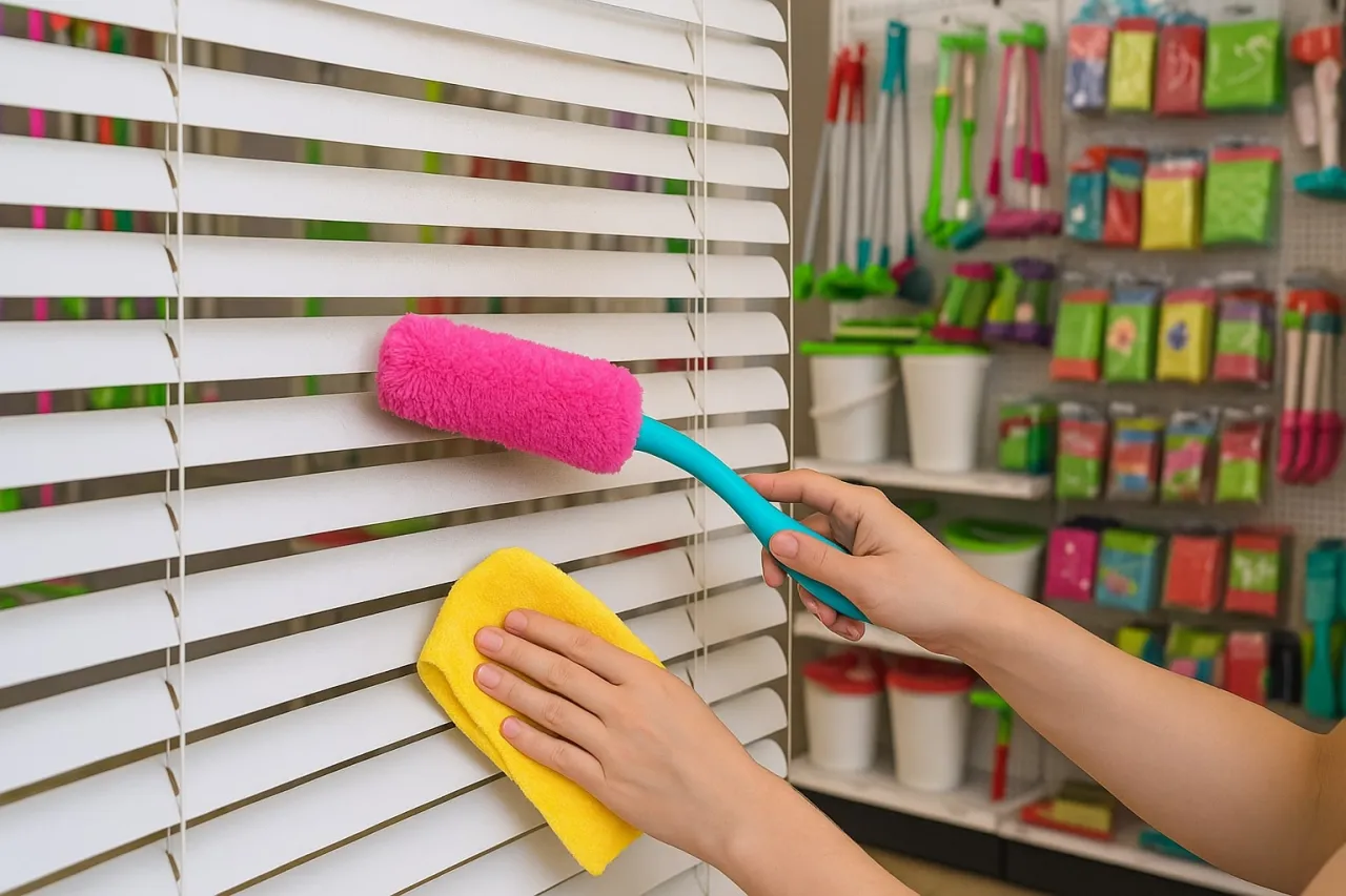 Odkurzanie rolet szczotką do tapicerki