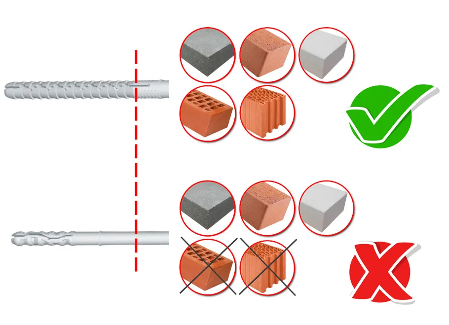 r&oacute;żne rodzaje kołk&oacute;w do styropianu i ich budowa