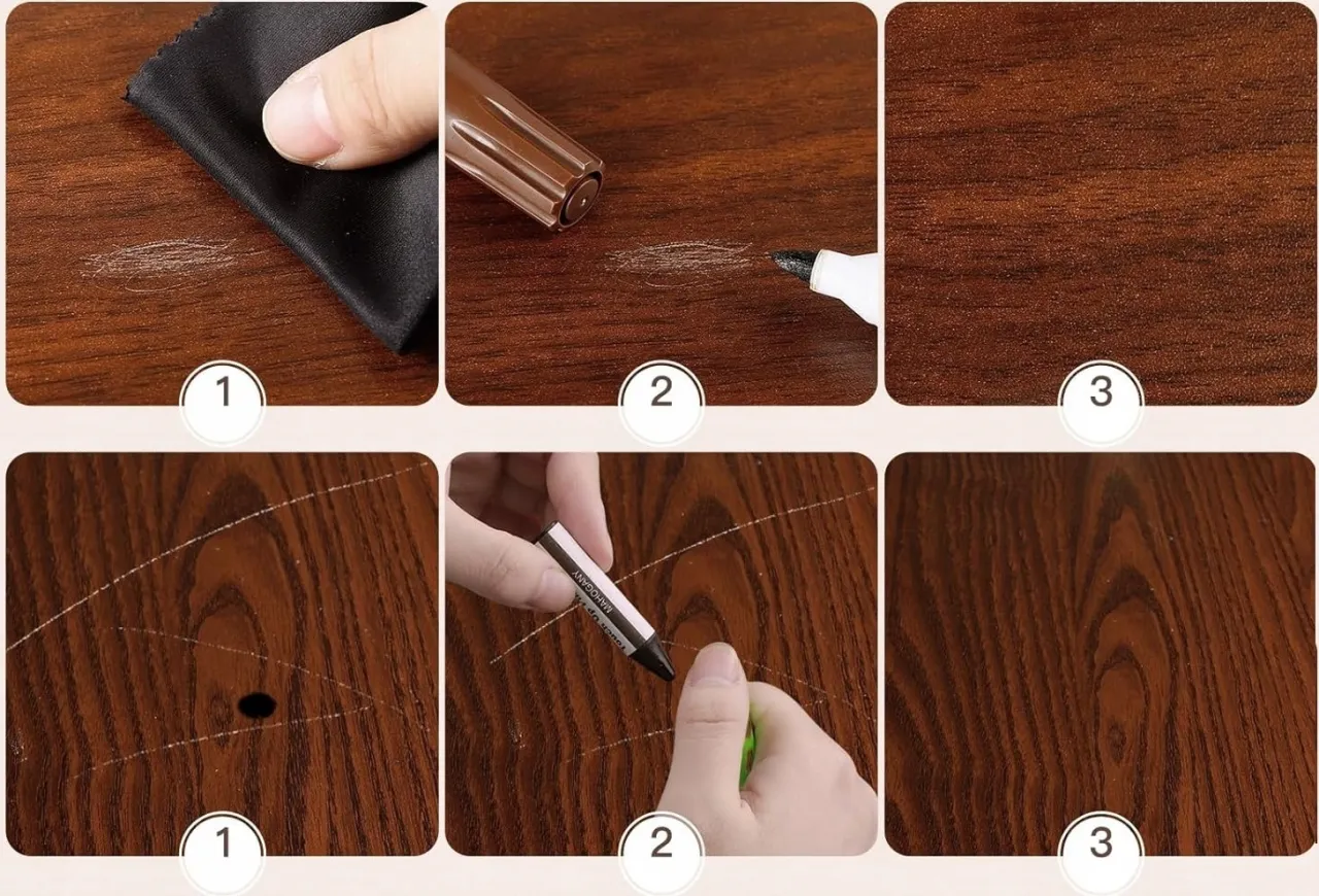 Retuszowanie rys na meblach markerem lub woskiem