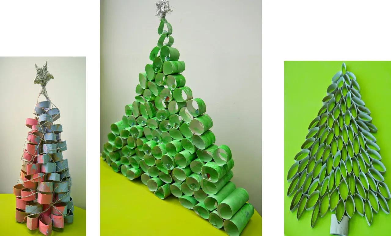 kreatywna choinka z recyklingu praca plastyczna dla dzieci