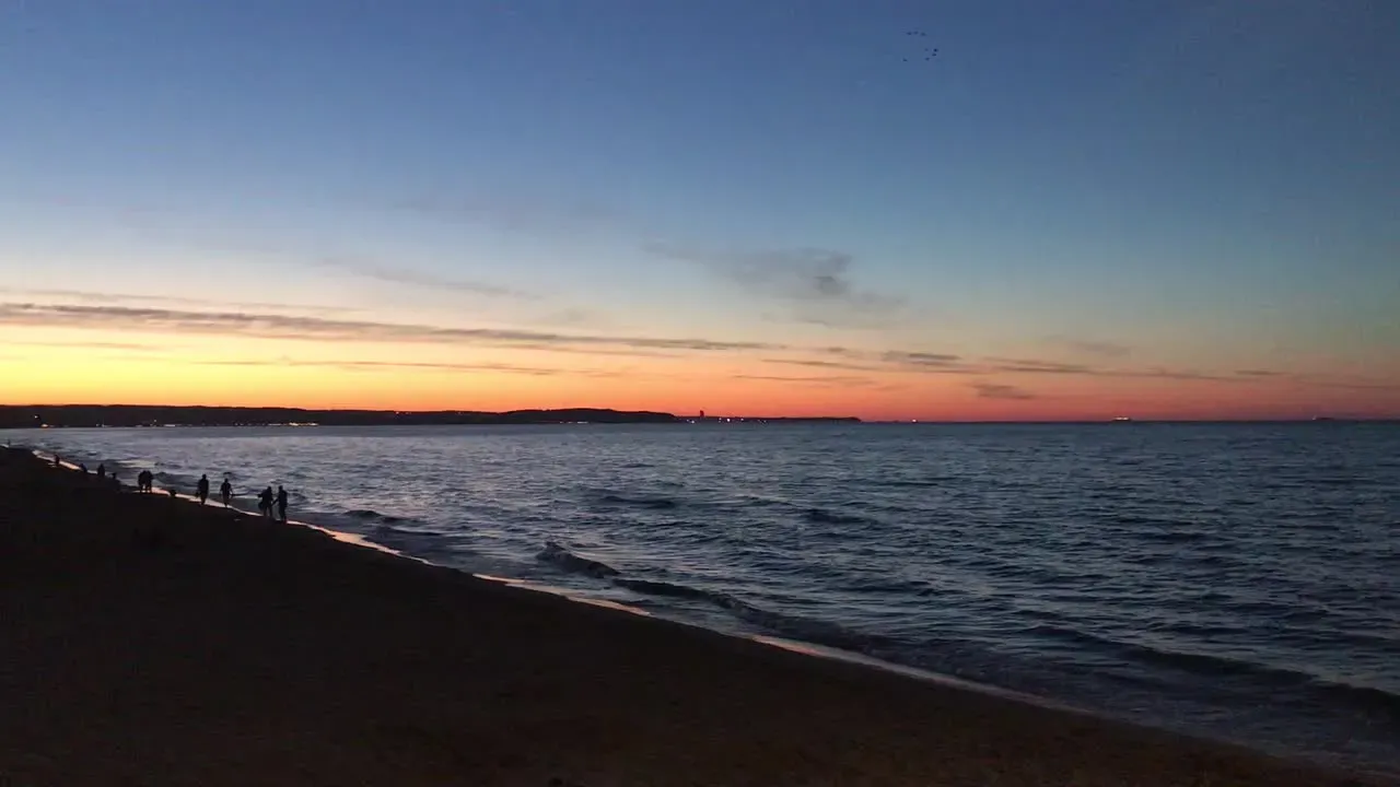 Molo Brzeźno zachód słońca