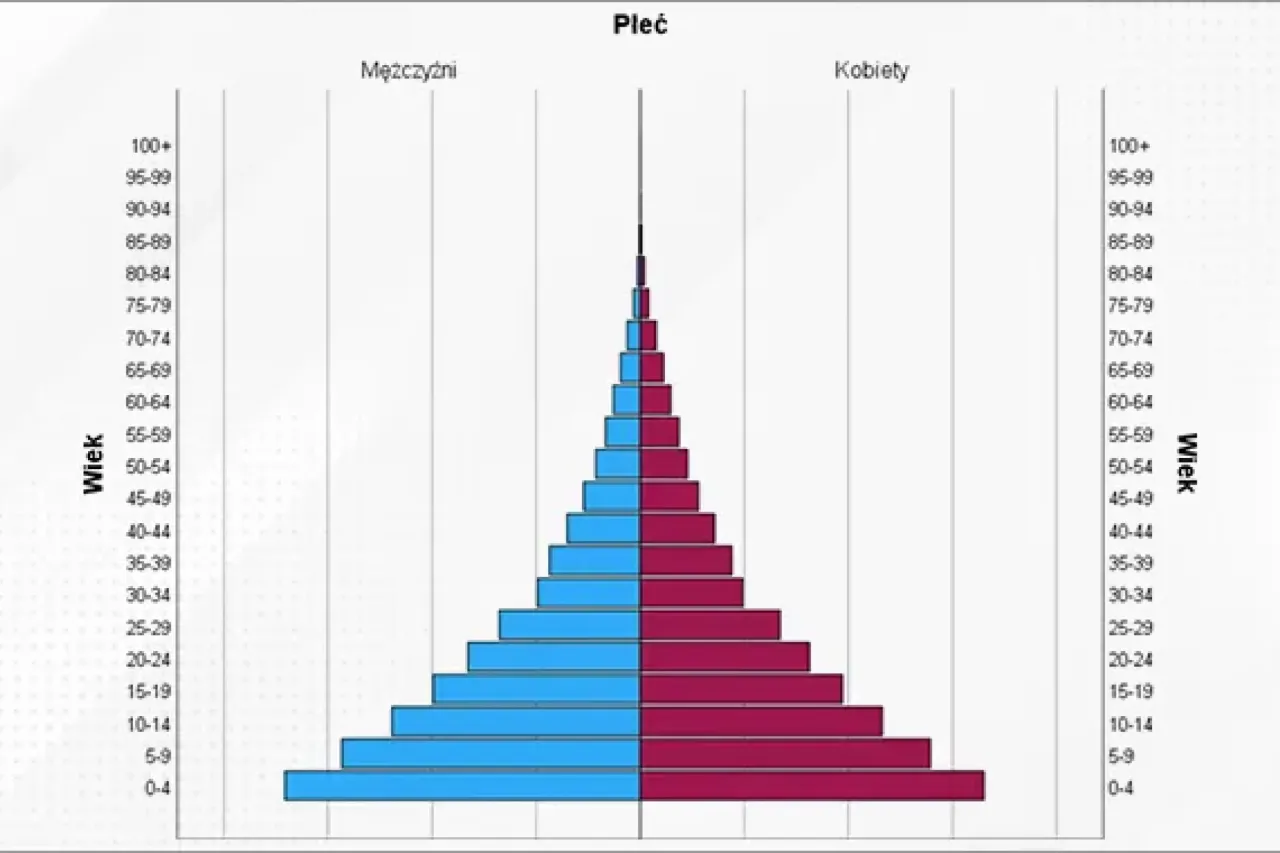 Piramida wieku Radomia demografia starzenie się społeczeństwa