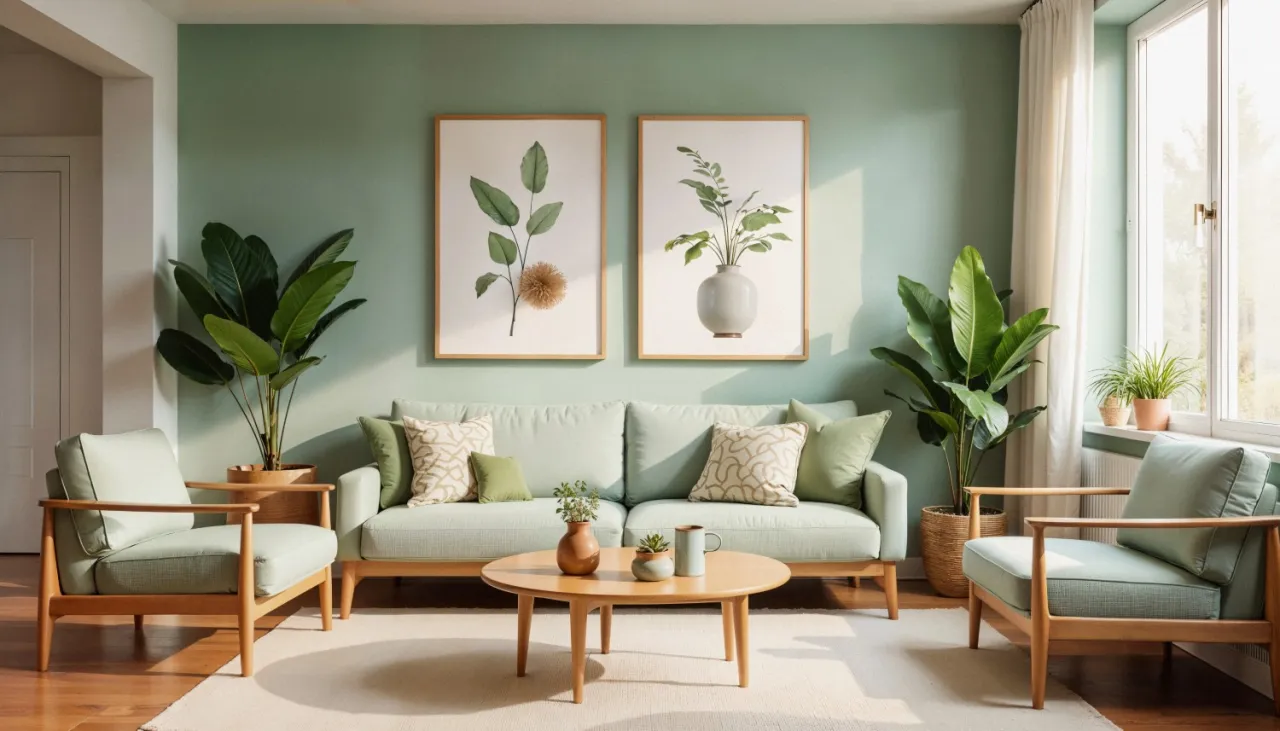 złote akcenty szałwiowe wnętrze