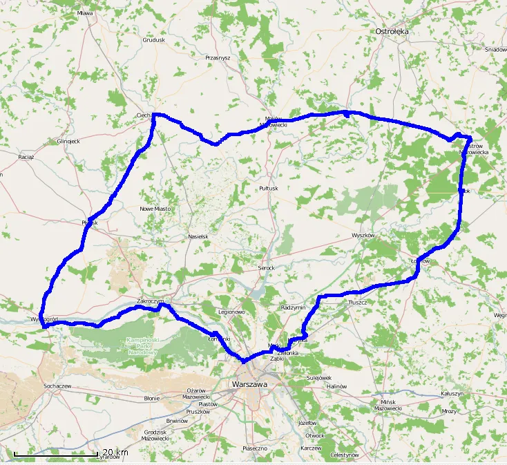Trasy motocyklowe Mazowsze mapa