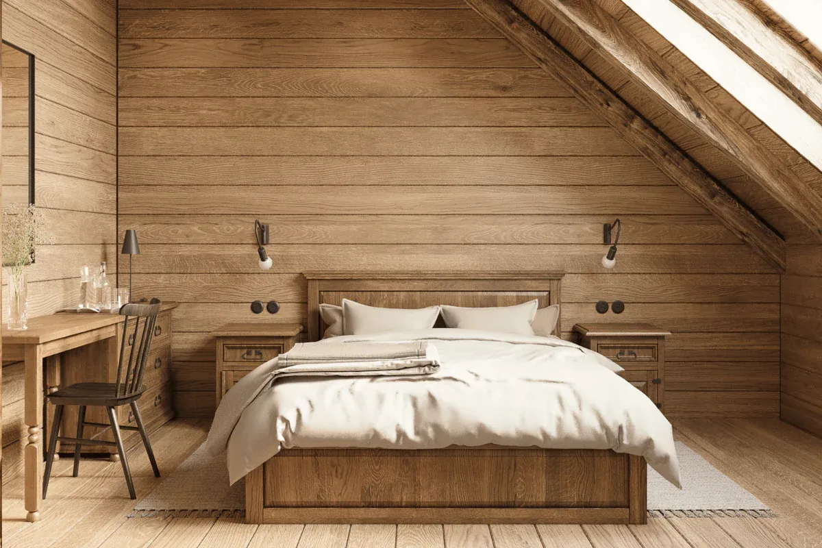 sypialnia ze skosami styl skandynawski boho minimalistyczny