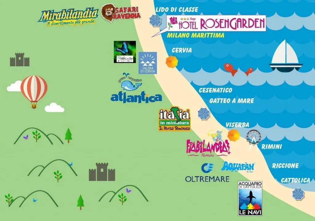 Mappa attrazioni Riviera Romagnola