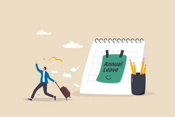 Grafika przedstawiająca kalendarz z zaznaczonymi dniami urlopu i symbolem pieniędzy, ilustrująca korzyści ze stażu pracy